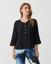 Load image into Gallery viewer, Half Placket Blouse with Cuffs -  Black
