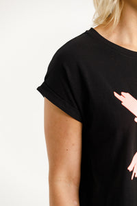 Jackie Tee - Black with Blossom Berry X