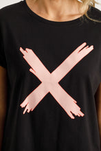 Load image into Gallery viewer, Jackie Tee - Black with Blossom Berry X
