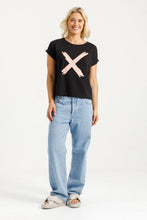 Load image into Gallery viewer, Jackie Tee - Black with Blossom Berry X
