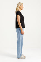 Load image into Gallery viewer, Jackie Tee - Black with Blossom Berry X
