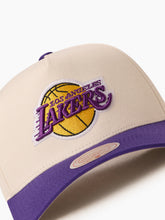 Load image into Gallery viewer, White/Cream/Purple Pro Pinch Snapback - Los Angeles Lakers
