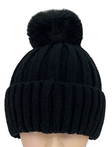 Rib Knit Beanie - Black