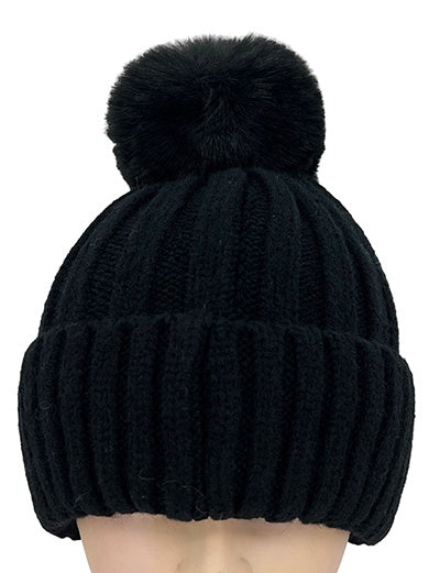 Rib Knit Beanie - Black