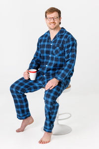 Brushed Cotton Pyjamas - Blue Check