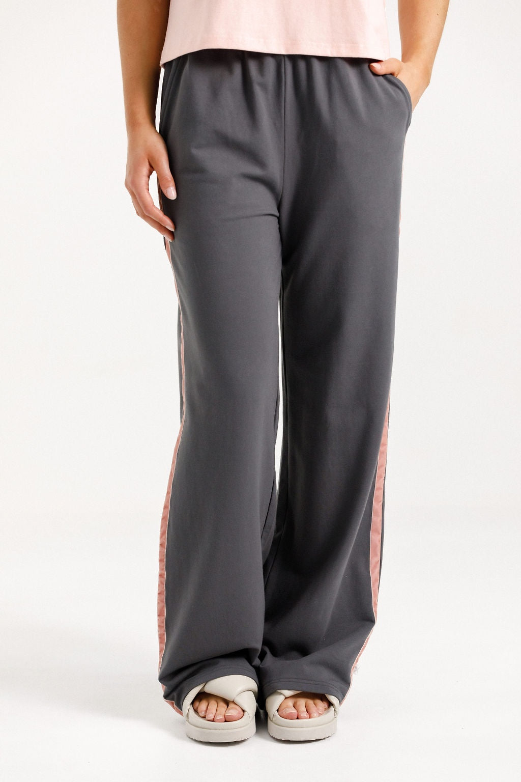 Palazzo Pants - Graphite with Blossom Tape