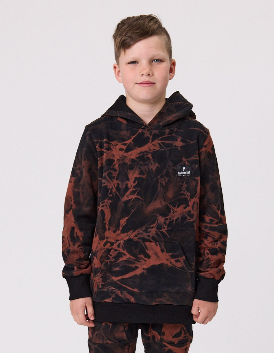 Black & Rust Tie Dye Pocket Hood