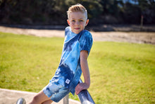 Load image into Gallery viewer, Rad Tribe Tee in Blue Tie Dye
