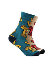 Load image into Gallery viewer, Crowded Hand Crew Sock 2pk - Concrete/Teal
