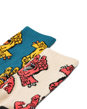 Load image into Gallery viewer, Crowded Hand Crew Sock 2pk - Concrete/Teal
