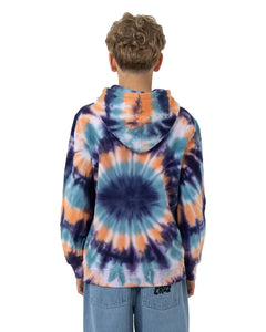 Check Waste Dot Mono Front Hoodie - Navy Tie Dye