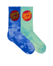 Load image into Gallery viewer, Cruz Dye Crew Sock 2 Pack - Blue Tie dye/Teal Tie dye
