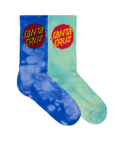 Cruz Dye Crew Sock 2 Pack - Blue Tie dye/Teal Tie dye
