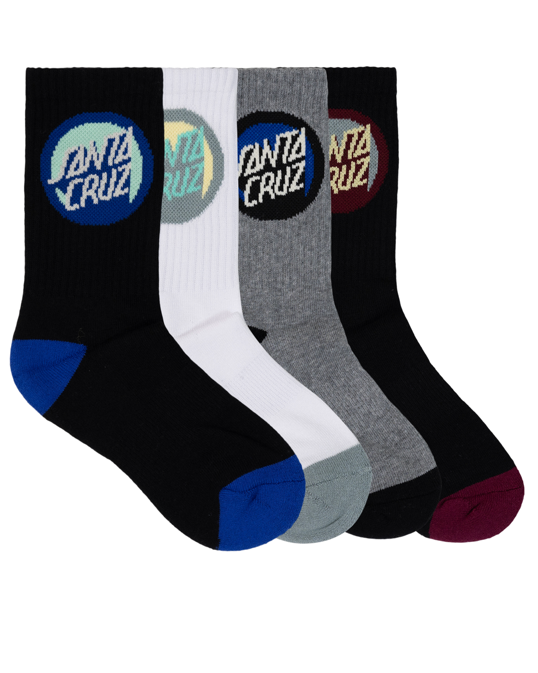 Bold Shadow Dot Crew Sock 4Pack - Black/White/GrayMarle