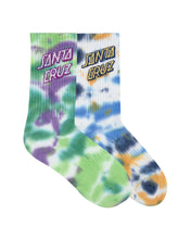 Load image into Gallery viewer, Stack Strip Crew Sock 2 Pack - Blue Tdye/Light Green Tdye

