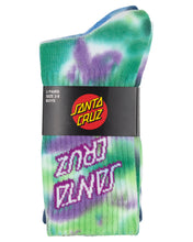 Load image into Gallery viewer, Stack Strip Crew Sock 2 Pack - Blue Tdye/Light Green Tdye
