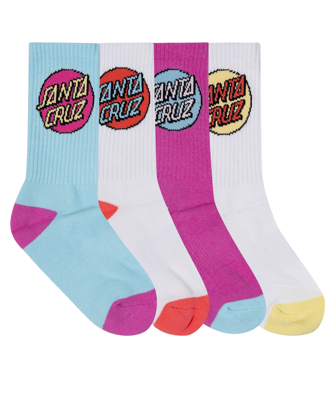 Other Dot Girls Crew Sick 4 Pack - Aqua/Pink/White