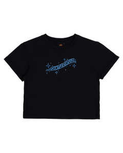 Winged Moon Strip Centre SS Crop Tee