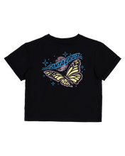 Load image into Gallery viewer, Winged Moon Strip Centre SS Crop Tee
