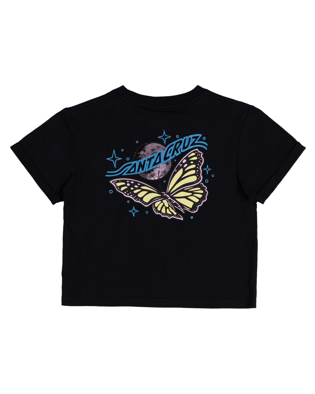 Winged Moon Strip Centre SS Crop Tee