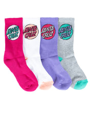 Load image into Gallery viewer, Other Dot Crew Sock 4pk - Pink/Grey/Lilac/White
