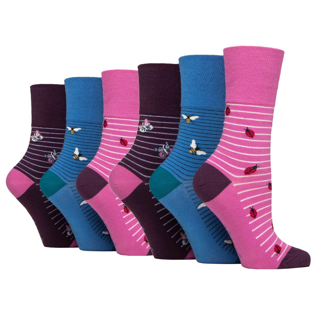 Gentle Grip 3pk Womens Socks - Beautiful Bugs