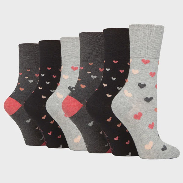 Gentle Grip 3pk Womens Socks - Queen of Hearts