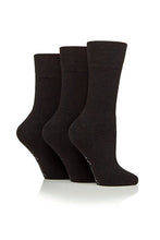 Load image into Gallery viewer, Gentle Grip 3pk Wool Blend Womens Sock - Black
