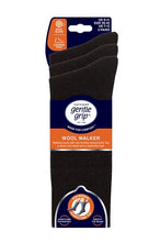 Load image into Gallery viewer, Gentle Grip 3pk Wool Blend Mens Sock - Black

