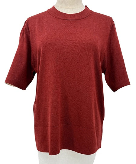 Short Sleeve Summer Knit Top - Rust