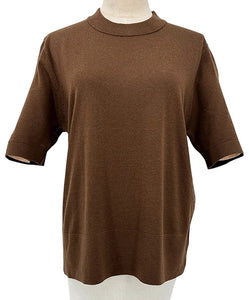 Short Sleeve Summer Knit Top - Chocolate