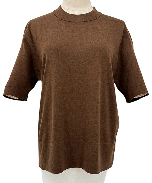 Short Sleeve Summer Knit Top - Chocolate