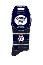 Load image into Gallery viewer, Gentle Grip 3pk Mens Sock - Pinstripe
