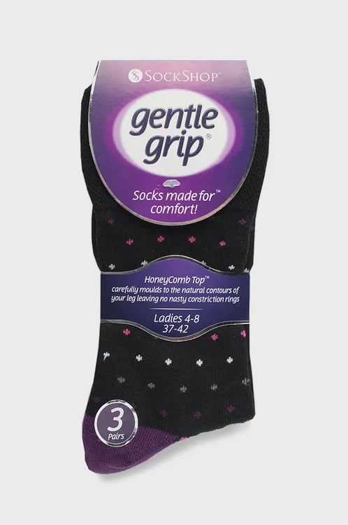 Gentle Grip 3pk Womens Socks - Core Dots