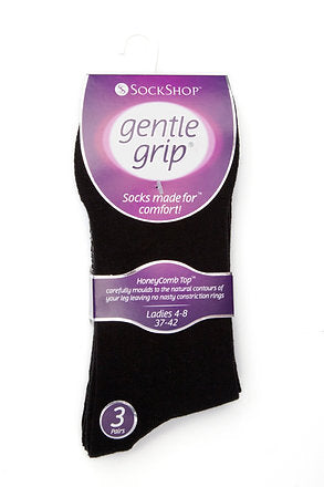 Gentle Grip 3PK - Black Womens Socks