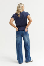 Load image into Gallery viewer, Jackie Tee - Navy Daisy Print
