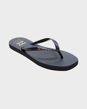 Load image into Gallery viewer, Fiji Square Toe Thong - Black/Gold
