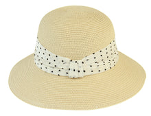 Load image into Gallery viewer, Bucket Hat with Spotty Scarf Trim
