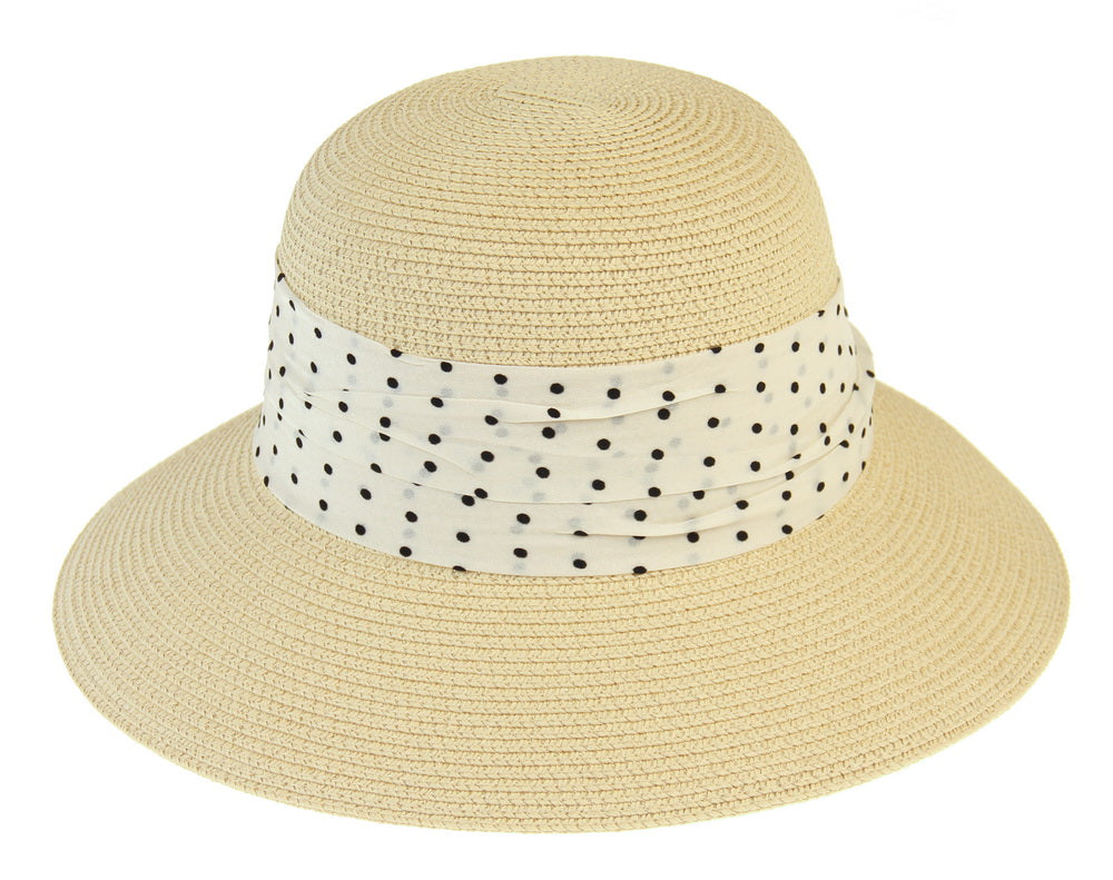 Bucket Hat with Spotty Scarf Trim