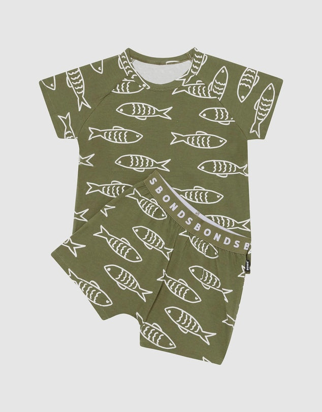 Tee/Short Sleep Set - Green Fish