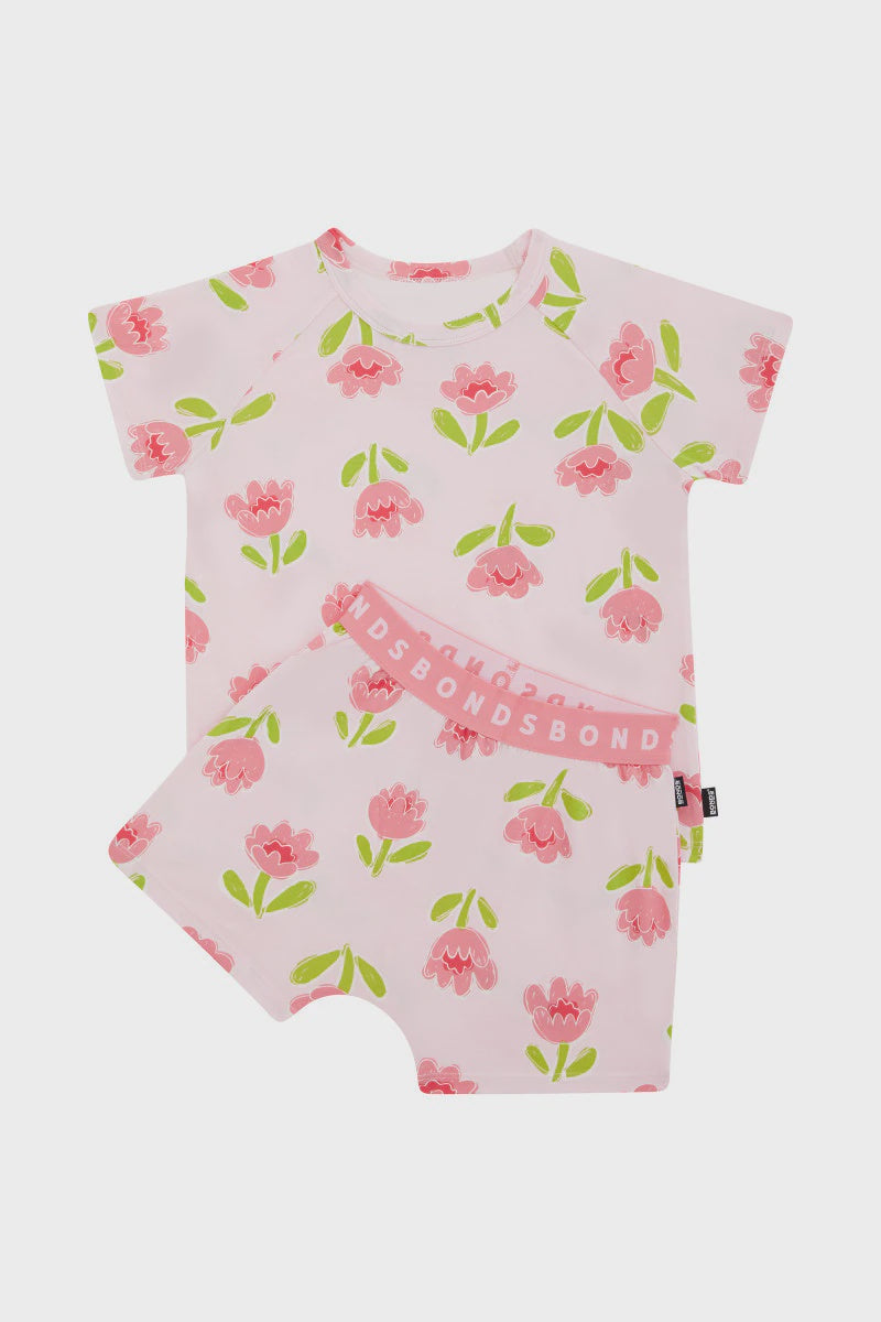 Tee/Short Sleep Set - Sunlit Petals Pink