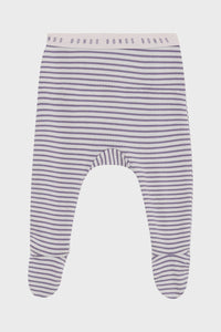 Newbies Rib Foot Leggings - Violet Ash/Chalky Pink Stripe
