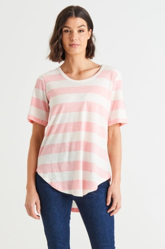 Ariana Tee - Baby Pink Stripe