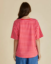 Load image into Gallery viewer, Relax Boxy tee - Pink/Red Stripe
