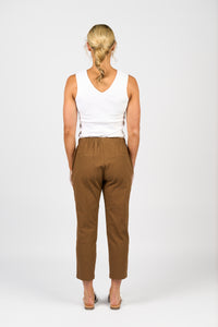7/8 Length Elastic Waist Pant - Pecan