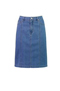 Contrast Stitch Denim Skirt - Light Denim