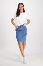 Load image into Gallery viewer, Contrast Stitch Denim Skirt - Light Denim
