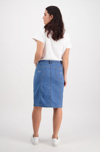 Contrast Stitch Denim Skirt - Light Denim