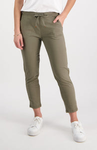 7/8 Length Elastic Waist Pant - Army