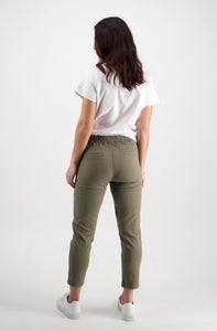 7/8 Length Elastic Waist Pant - Army